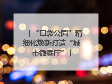 “口袋公园”精细化焕新打造“城市微客厅”