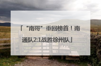 “南哥”重回榜首！南通队2:1战胜徐州队