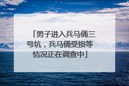 男子进入兵马俑三号坑，兵马俑受损等情况正在调查中