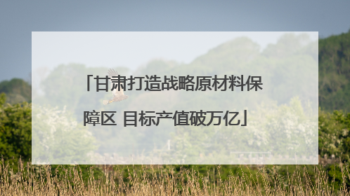 甘肃打造战略原材料保障区 目标产值破万亿