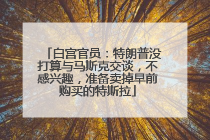 白宫官员：特朗普没打算与马斯克交谈，不感兴趣，准备卖掉早前购买的特斯拉