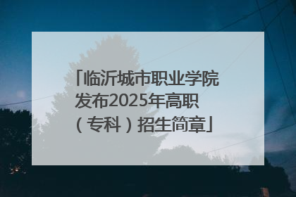 临沂城市职业学院发布2025年高职（专科）招生简章