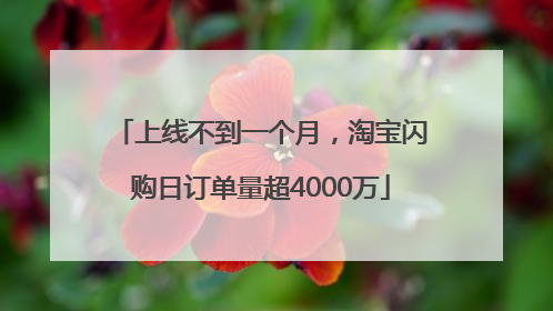 上线不到一个月，淘宝闪购日订单量超4000万