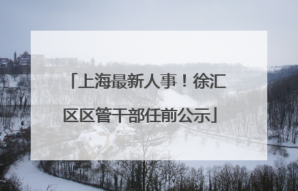 上海最新人事！徐汇区区管干部任前公示