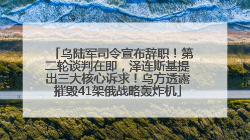乌陆军司令宣布辞职！第二轮谈判在即，泽连斯基提出三大核心诉求！乌方透露摧毁41架俄战略轰炸机