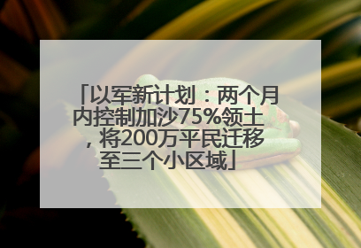 以军新计划：两个月内控制加沙75%领土，将200万平民迁移至三个小区域