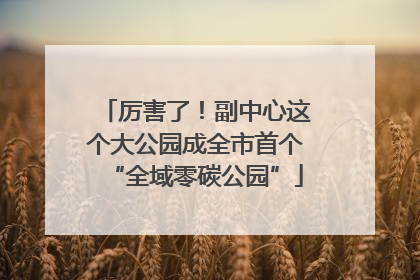 厉害了！副中心这个大公园成全市首个“全域零碳公园”