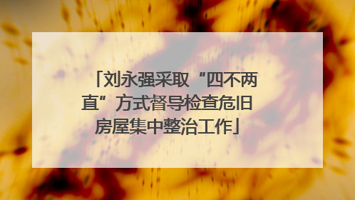 刘永强采取“四不两直”方式督导检查危旧房屋集中整治工作