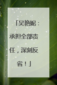 吴艳妮：承担全部责任，深刻反省！