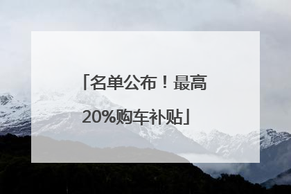 名单公布！最高20%购车补贴