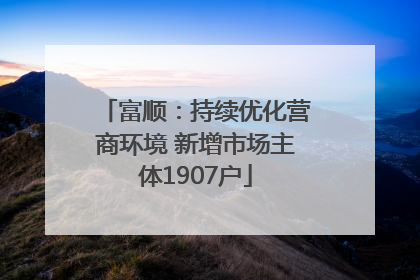 富顺：持续优化营商环境 新增市场主体1907户