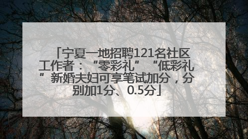 宁夏一地招聘121名社区工作者：“零彩礼”“低彩礼”新婚夫妇可享笔试加分，分别加1分、0.5分