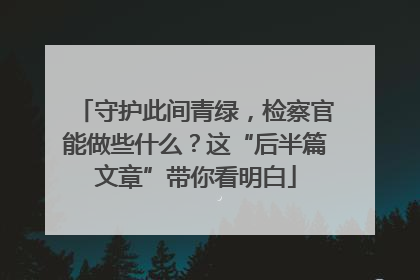 守护此间青绿，检察官能做些什么？这“后半篇文章”带你看明白