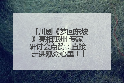 川剧《梦回东坡》亮相惠州 专家研讨会点赞：直接走进观众心里！