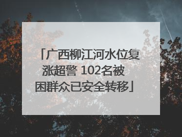 广西柳江河水位复涨超警 102名被困群众已安全转移