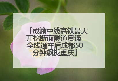 成渝中线高铁最大开挖断面隧道贯通 全线通车后成都50分钟飙拢重庆