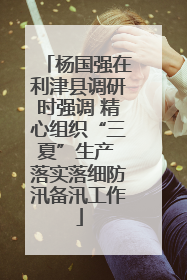 杨国强在利津县调研时强调 精心组织“三夏”生产 落实落细防汛备汛工作