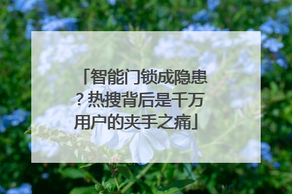 智能门锁成隐患？热搜背后是千万用户的夹手之痛