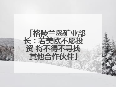 格陵兰岛矿业部长：若美欧不愿投资 将不得不寻找其他合作伙伴