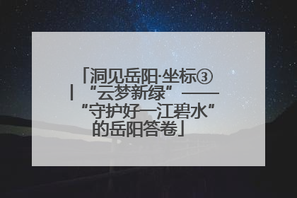 洞见岳阳·坐标③丨“云梦新绿”——“守护好一江碧水”的岳阳答卷