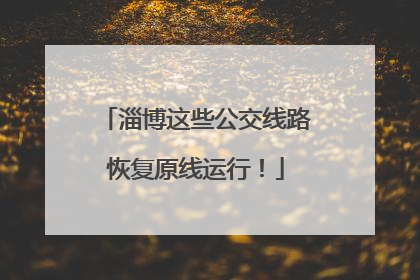 淄博这些公交线路恢复原线运行！