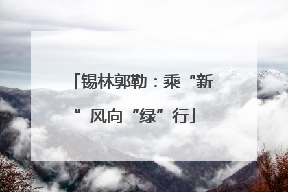 锡林郭勒：乘“新”风向“绿”行