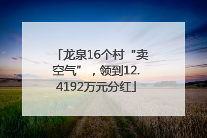 龙泉16个村“卖空气”，领到12.4192万元分红