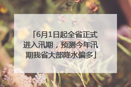 6月1日起全省正式进入汛期，预测今年汛期我省大部降水偏多